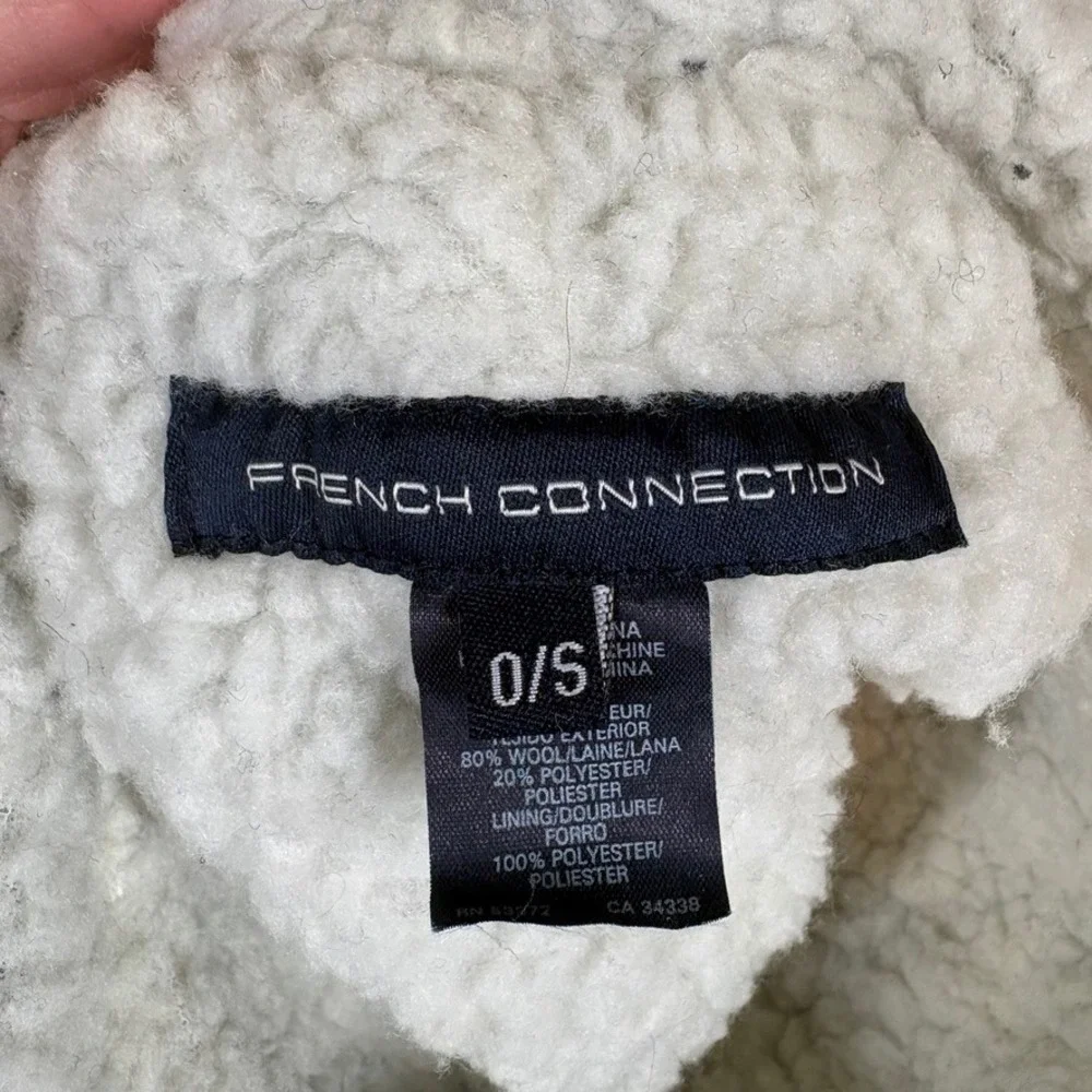 French Connection Wool Trapper Hat with Ear Flaps 0/S Black Teddy Sherpa Outdoor